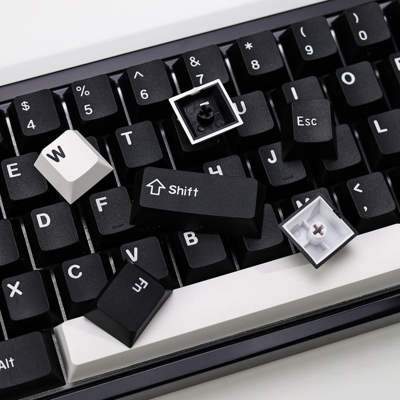 KBDiy WOB PBT Double Shot Custom Keycap Set,174 Keys Black and White Gaming Key Caps Cherry Profile Keycaps for 61/64/68/84/87/100/104/108 Mechanical Keyboard - Image 4